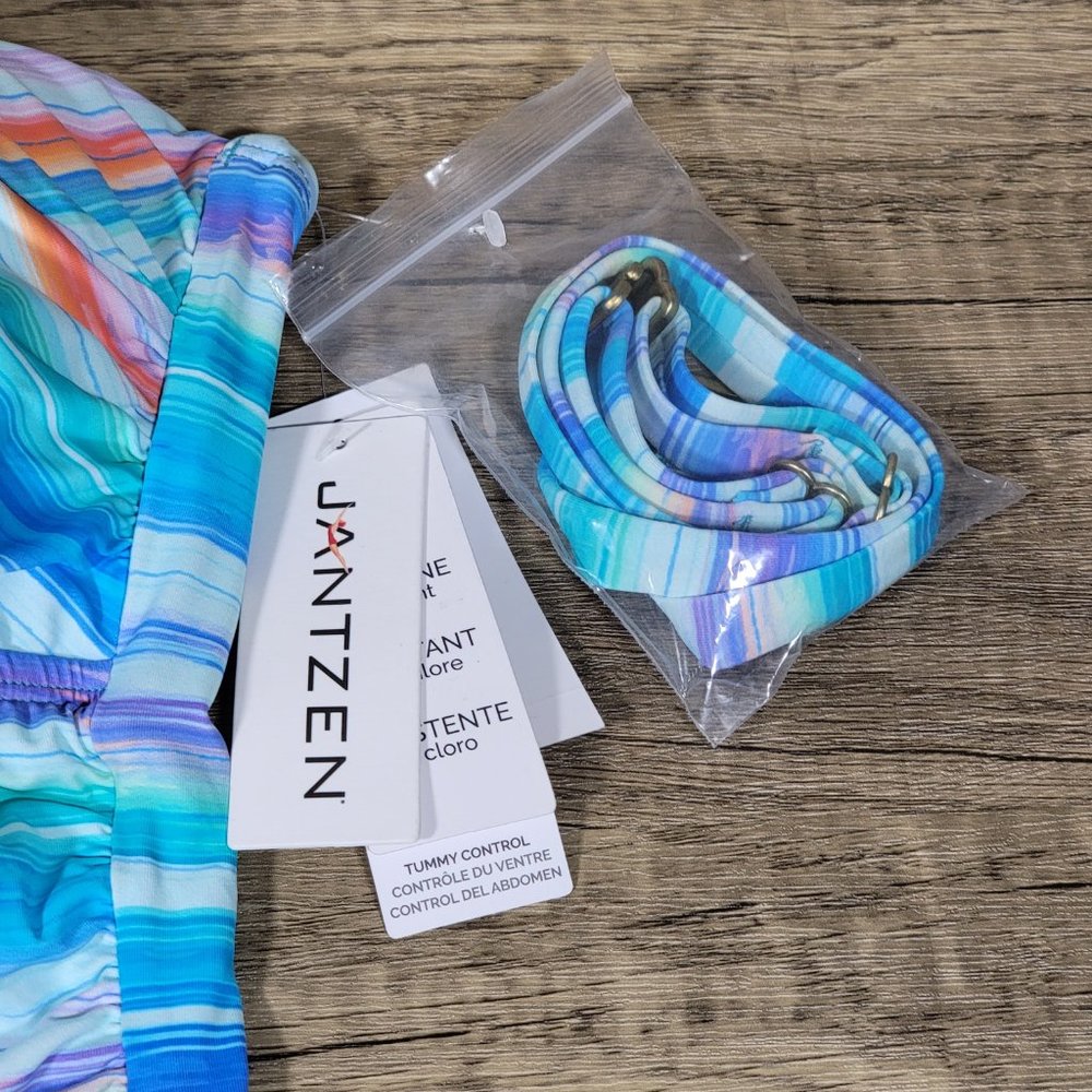 Jantzen Womens Multicolor Swimsuit Layered Cocktail Bandeau One-Piece (Sz 8) - Picture 7 of 8